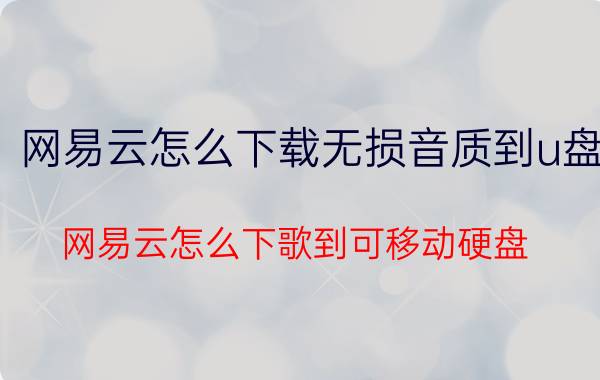 网易云怎么下载无损音质到u盘 网易云怎么下歌到可移动硬盘？